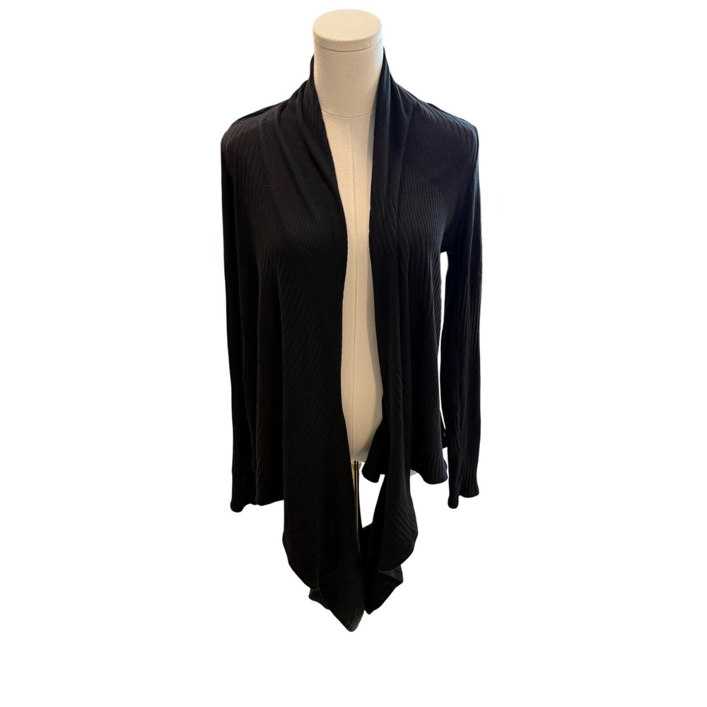 Fabletics Cardigan womens medium black Open Front Knit Lightweight Draped